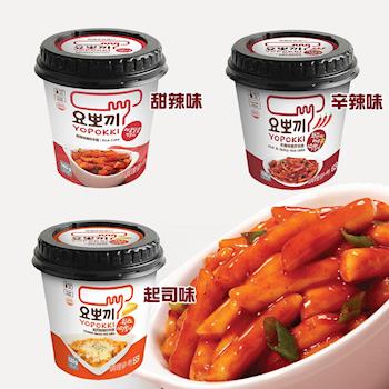 YOPOKKI 甜辣味140g/辛辣味120g/起司味炒年糕120g(12杯/組)|日韓泡麵