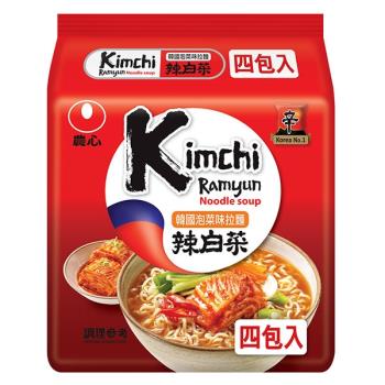 農心 韓國泡菜味拉麵(120gX4包/8組)|日韓泡麵