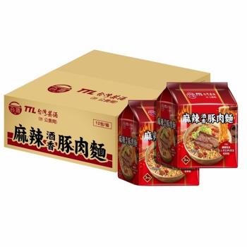 台酒TTL 麻辣酒香豚肉麵袋麵(12包入/箱)|台灣｜南洋泡麵