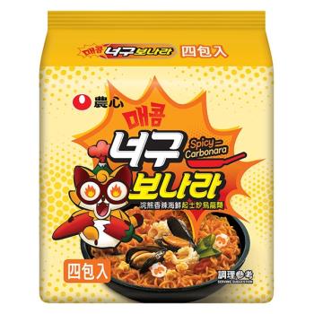 農心浣熊香辣海鮮起士炒烏龍麵(134gX4包/4組)|日韓泡麵