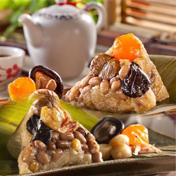 【嘉義福源】招牌雙粽組(花生蛋黃香菇栗子x1盒櫻花蝦干貝x1盒，共2盒)|南部粽