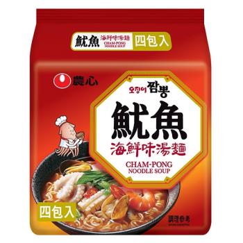 農心 魷魚海鮮味湯麵(124gX4包/8組)|日韓泡麵