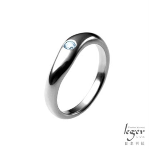 Leger日本羽鈦《心情彩鑽 - 沁涼水藍》純鈦戒指