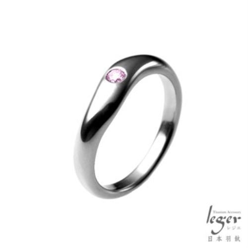 Leger日本羽鈦《心情彩鑽 - 甜蜜粉紅》純鈦戒指