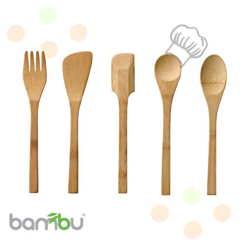 【Bambu】天然竹製孩童入廚餐具組（5件組）