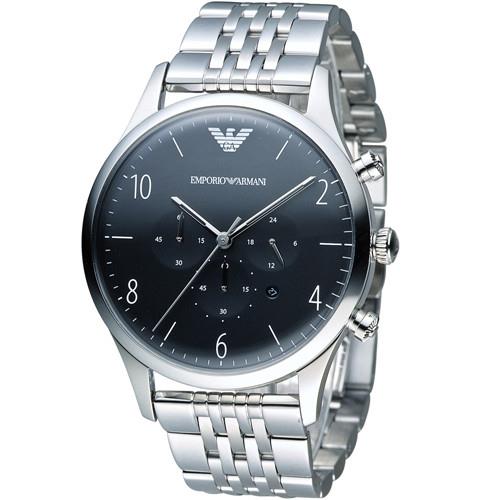 EMPORIO ARMANI Classic 簡約品味計時腕錶 AR1863 黑