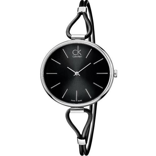 CK Damenuhr 細皮繩時尚環錶-黑(K3V231C1)