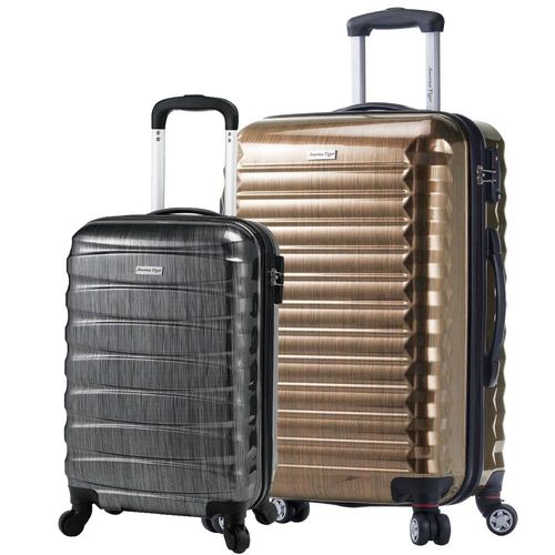 America Tiger PC+ABS行李箱2件組(金色髮絲紋24吋+黑色髮絲紋20吋)
