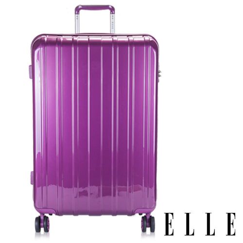 ELLE 晶鑽饗宴系列25吋PC寶石鏡面防爆拉鍊行李箱/旅行箱 (水晶紫)