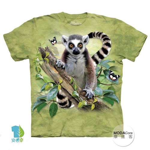【摩達客】(預購)美國進口The Mountain 狐猴與蝴蝶 純棉環保短袖T恤