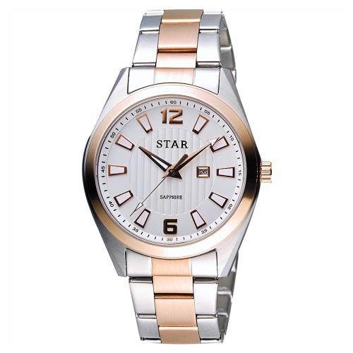 STAR 時代 城市摩登石英腕錶 銀x雙色版 39mm 9T1602-231RG-W