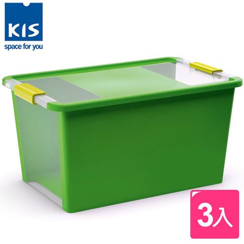 【義大利KIS創意收納】BI BOX單開收納箱(L)*3入-綠色