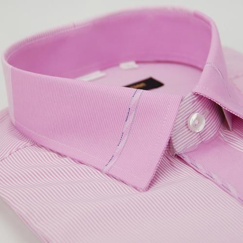 任-【金安德森】粉色變化領型窄版短袖襯衫