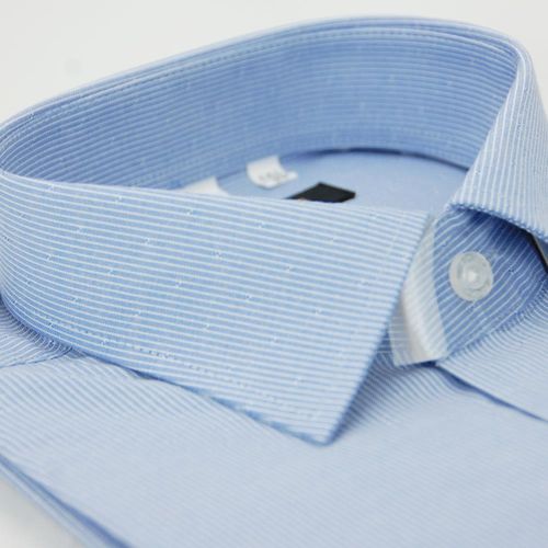 【金安德森】藍色白條紋窄版短袖襯衫
