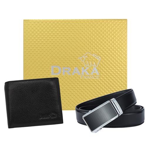 DRAKA 達卡 - 黃金禮盒 真皮皮夾+自動皮帶-8919303