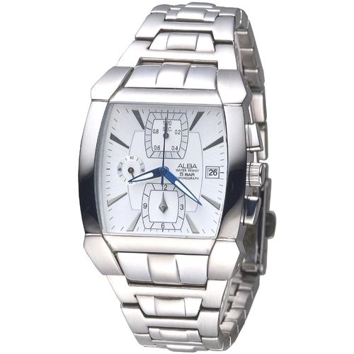ALBA 決戰未來三眼時尚計時錶-銀白(AF8D59X1)
