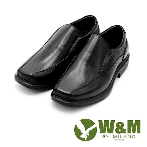W&M直套式方頭男皮鞋 男鞋-黑