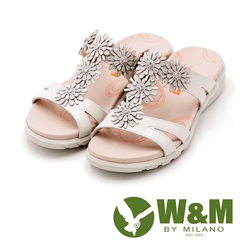 W&M FIT 花朵造型健走族健塑鞋 拖鞋 女鞋-白(另有綠、桃)
