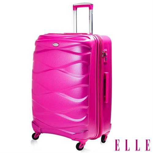福利品  ELLE 頂級水波紋流線曲線19吋純PC100%行李箱 (桃色 )