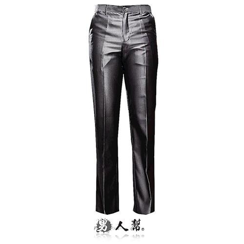 【男人幫】日系奢華銀灰條紋中低腰直筒西裝褲 (K0418)