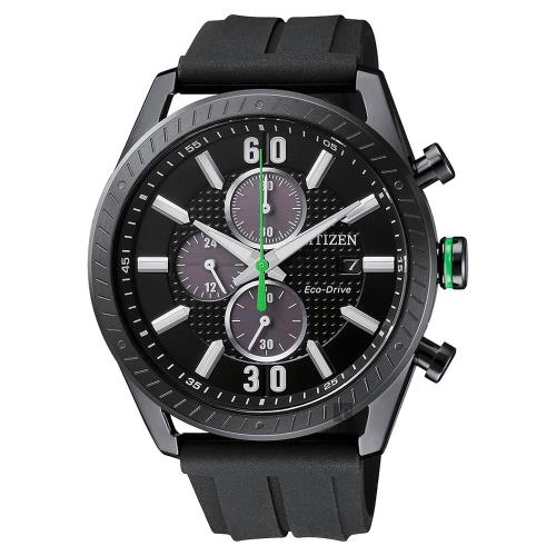 CITIZEN星辰光動能渦輪時尚計時手錶黑43mmCA0667-12E