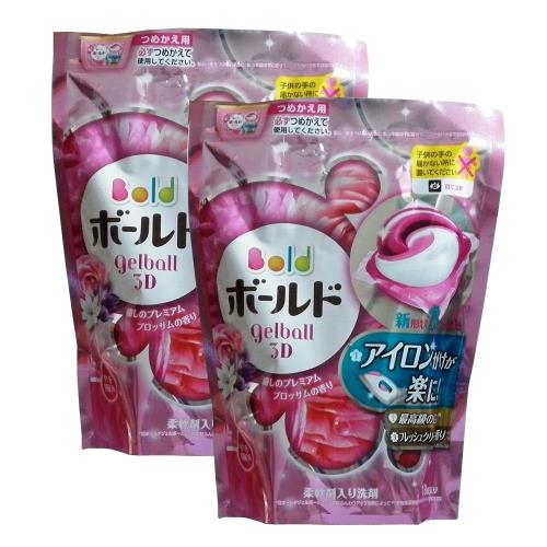 日本PG洗衣膠球補充包BOLD粉紅花香18顆-2包組