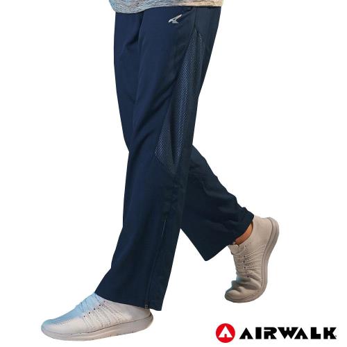 【AIRWALK】男款拼接風衣長褲-男-中藍色