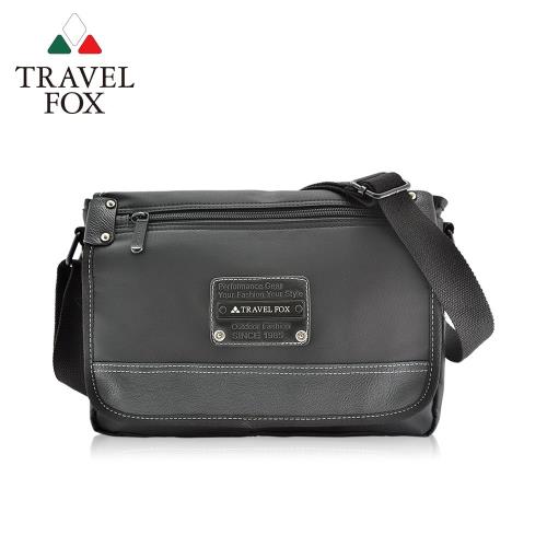 【TRAVEL FOX 旅狐】都會質感車縫斜背包 (TB597-01) 黑色