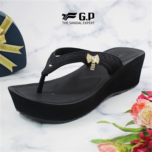 G.P 女款厚底舒適夾腳拖鞋G8517W-黑色(SIZE:35-39 共二色)