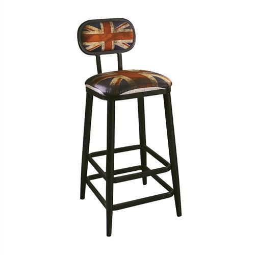 【AT HOME】工業風設計英國國旗高腳吧台椅(40*48*103cm)