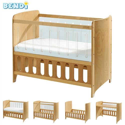 Bendi I-LU Clean透明多功能嬰兒床-中床優惠組(床組+獨立筒床墊+床圍+蚊帳)