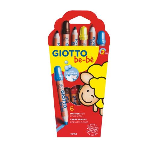 義大利 GIOTTO 可洗式寶寶木質蠟筆(6色)