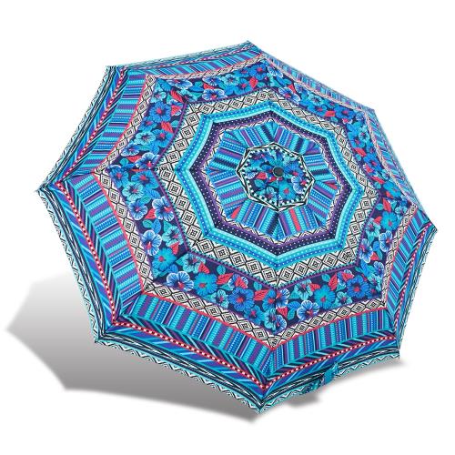 RAINSTORY雨傘-圖騰花漾(藍)抗UV個人自動傘
