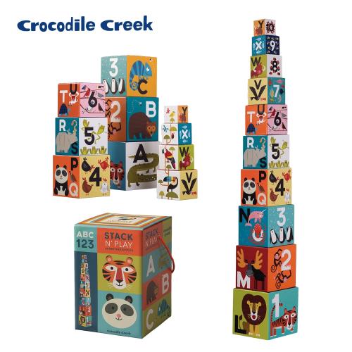 美國Crocodile Creek  幼兒認知套疊學習拼圖10件-動物數字ABC