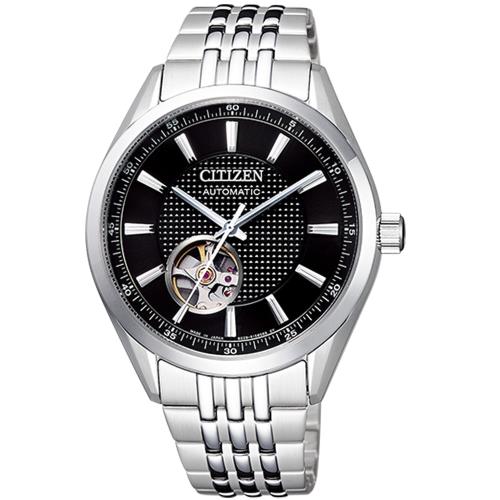 CITIZEN 星辰 時尚鏤空機械腕錶 NH9110-81E 黑