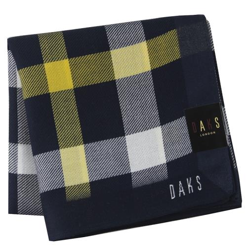 【DAKS】經典Logo格紋帕領巾(深藍色)