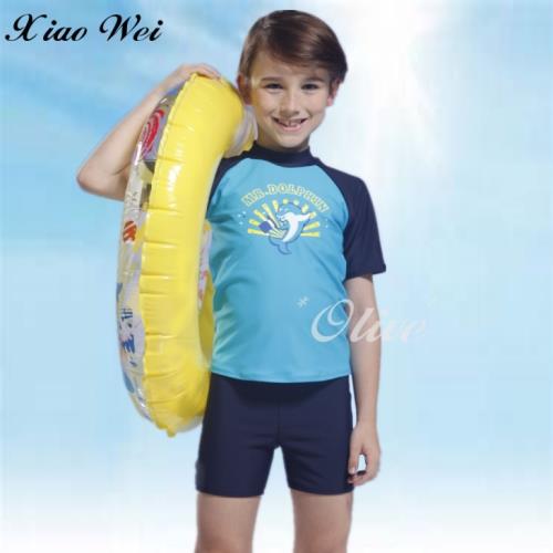 泳之美品牌 時尚男童游泳短袖二件式上衣 NO.2919HA