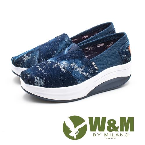 W&M(女) BOUNCE系列 銀河系 透氣增高厚底鞋-藍