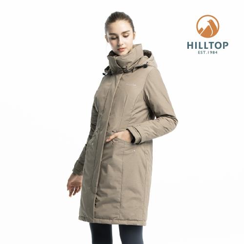 【hilltop山頂鳥】女款超潑水保暖蓄熱羽絨長大衣F21F82棕色