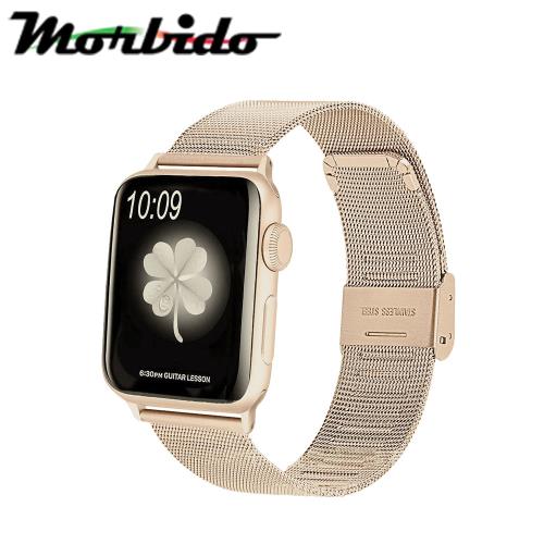 Morbido蒙彼多 Apple Watch 40mm不鏽鋼編織卡扣式錶帶 復古金