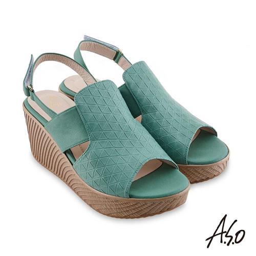 A.S.O 時尚流行 亮眼魅力飽和亮彩風格厚底涼鞋-綠