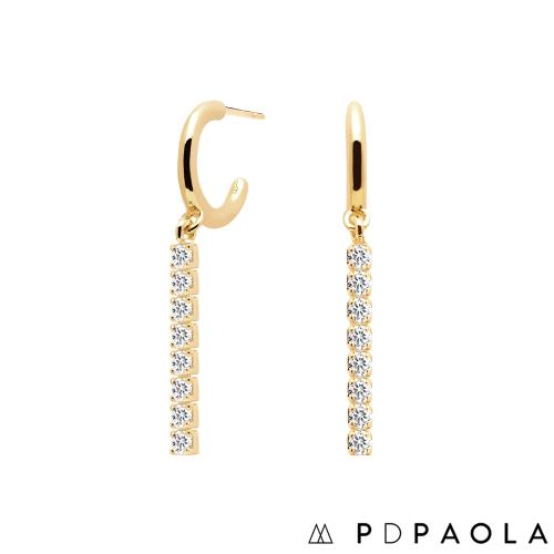 西班牙 PD PAOLA 時尚品牌 Naomi 流蘇排鑽鍍18K金鋯石耳環