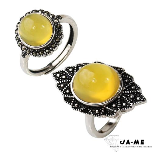 【JA-ME】天然黃金蛋白石925純銀戒指(2款任選)
