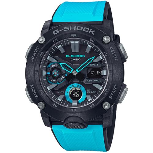 CASIO G-SHOCK 碳纖維防護三眼計時碼錶/GA-2000-1A2