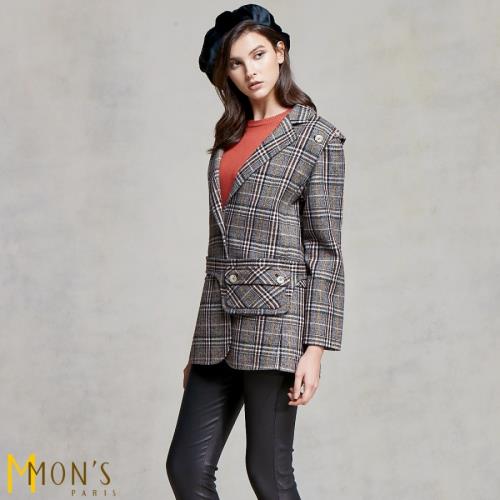 MONS 歐洲專櫃精品毛料格紋西裝外套