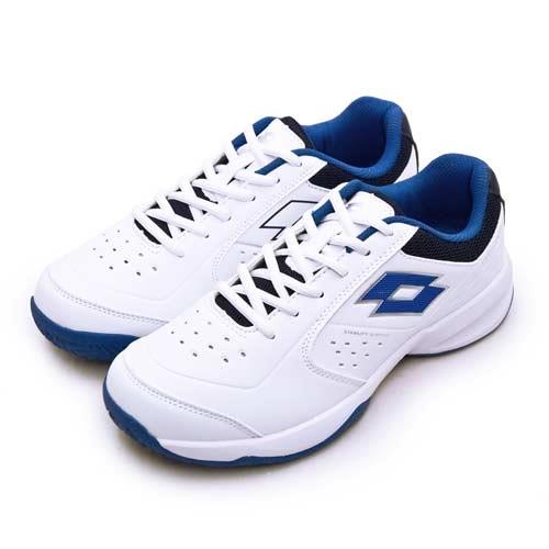 【LOTTO】男 全地形入門級網球鞋 SPACE 600系列 附贈藍色鞋帶(白藍 2236)