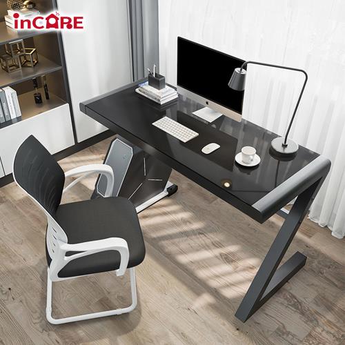 【Incare】簡約時尚Z型鋼化玻璃書桌(120cm)