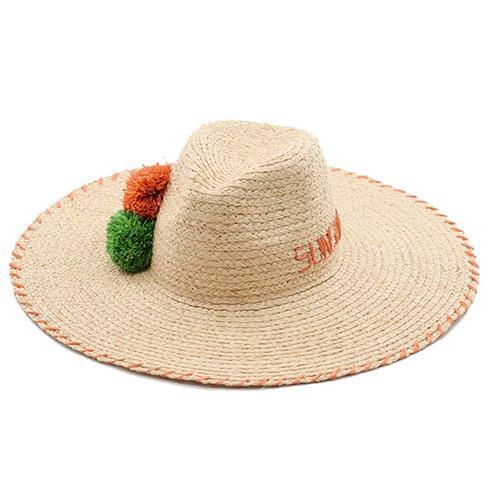 【米蘭精品】草帽爵士帽-字母彩色毛球大簷女帽子3款73zr108