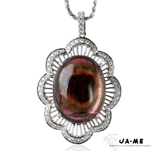 【JA-ME】61.34ct天然西瓜碧璽18k金鑽石項鍊