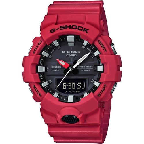 CASIO 卡西歐G-SHOCK 獨立秒針雙顯手錶-紅(GA-800-4ADR)